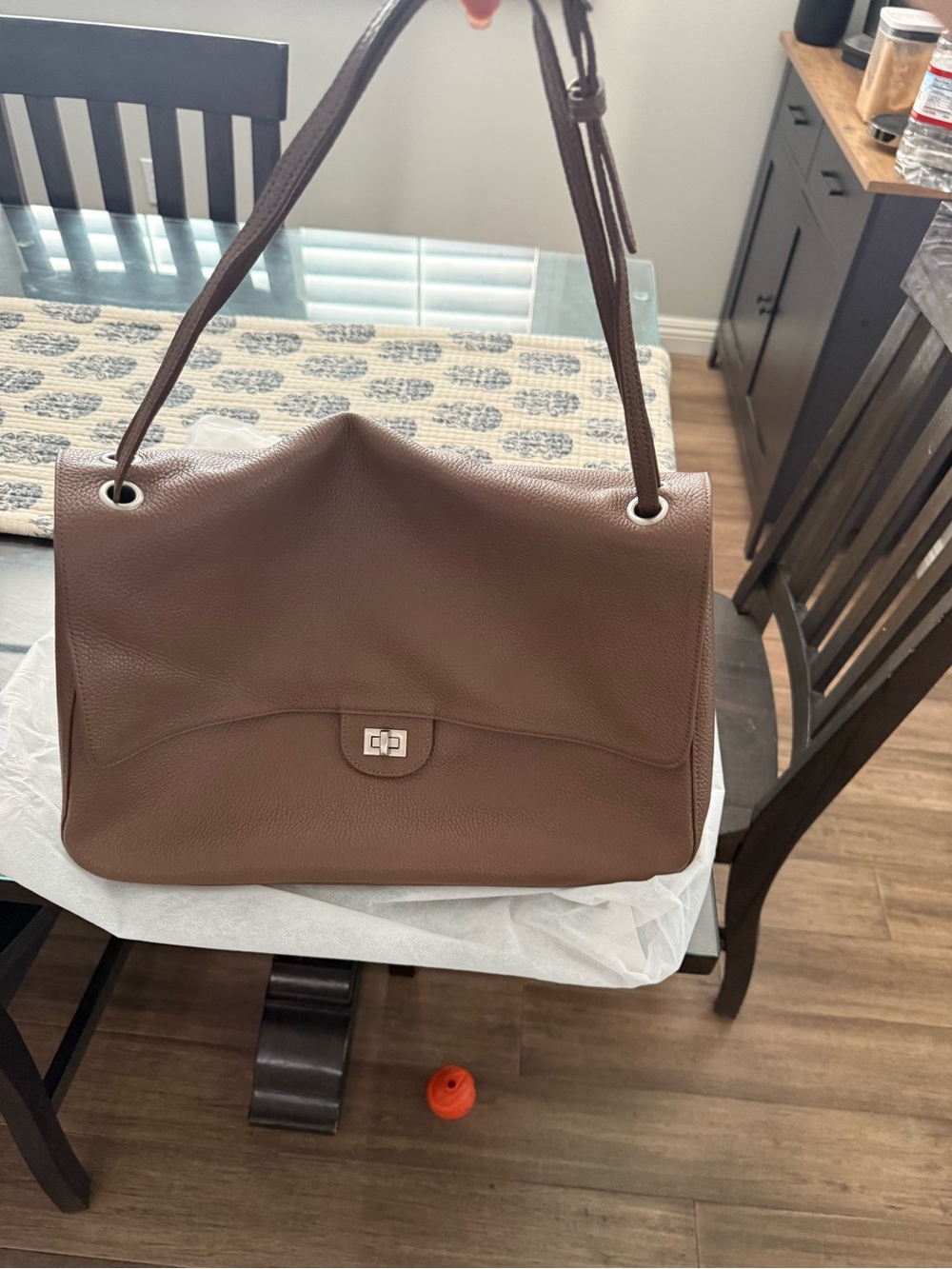 Leather Maxi Flap bag.